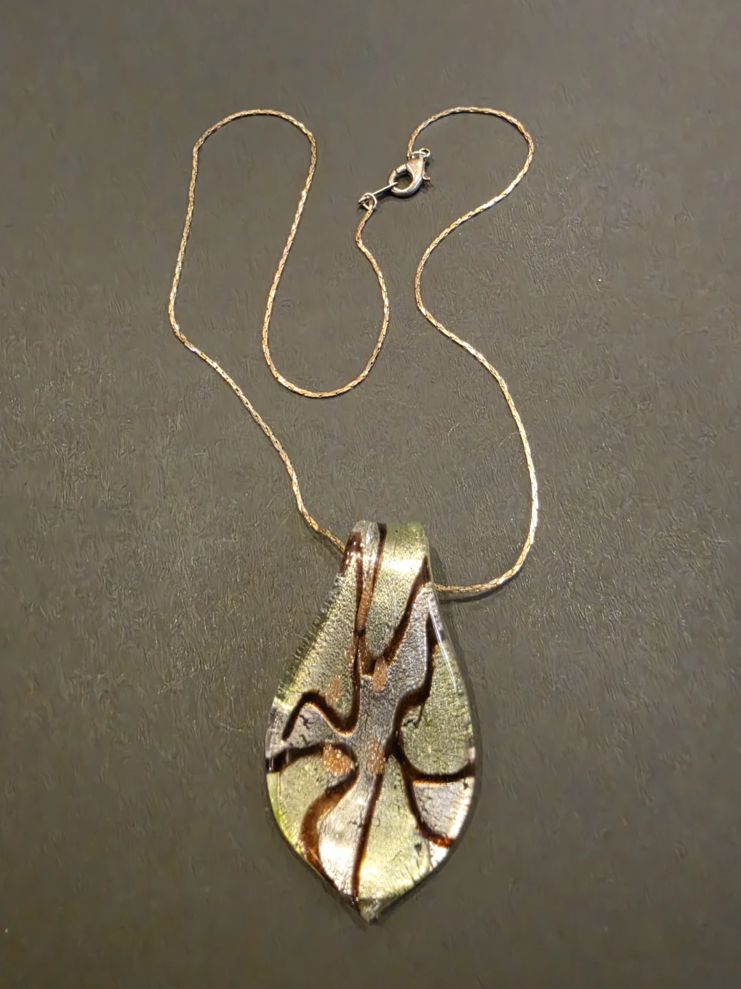 Glass Pendant Necklace with Swirl Design - photo 5