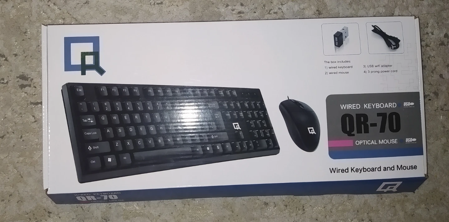 QR-70 Wired Keyboard and Optical Mouse Combo