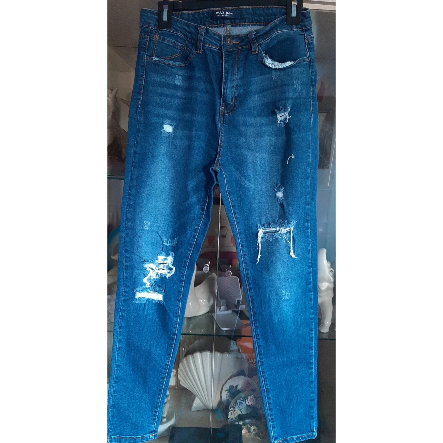 2 pc Coral V-Neck Top with Distressed Blue Jeans Bundle - photo 3