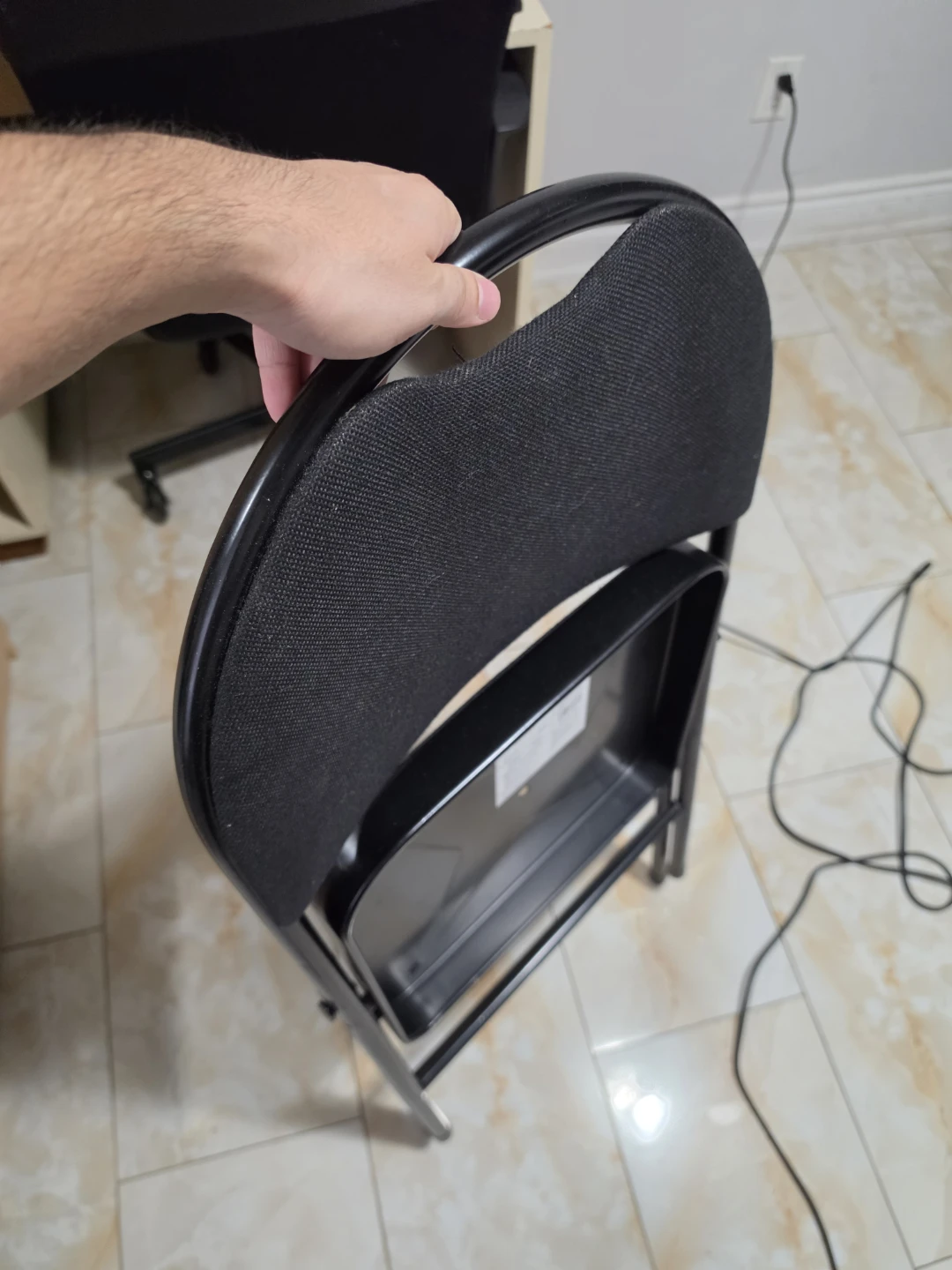 Black Folding Chair with Padded Seat and Back