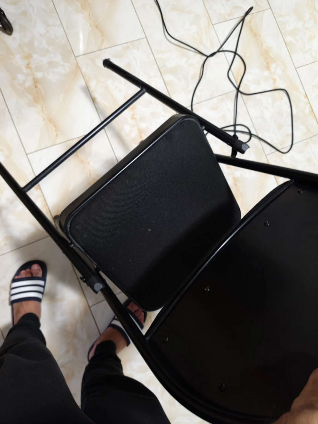 Black Folding Chair with Padded Seat and Back - photo 2