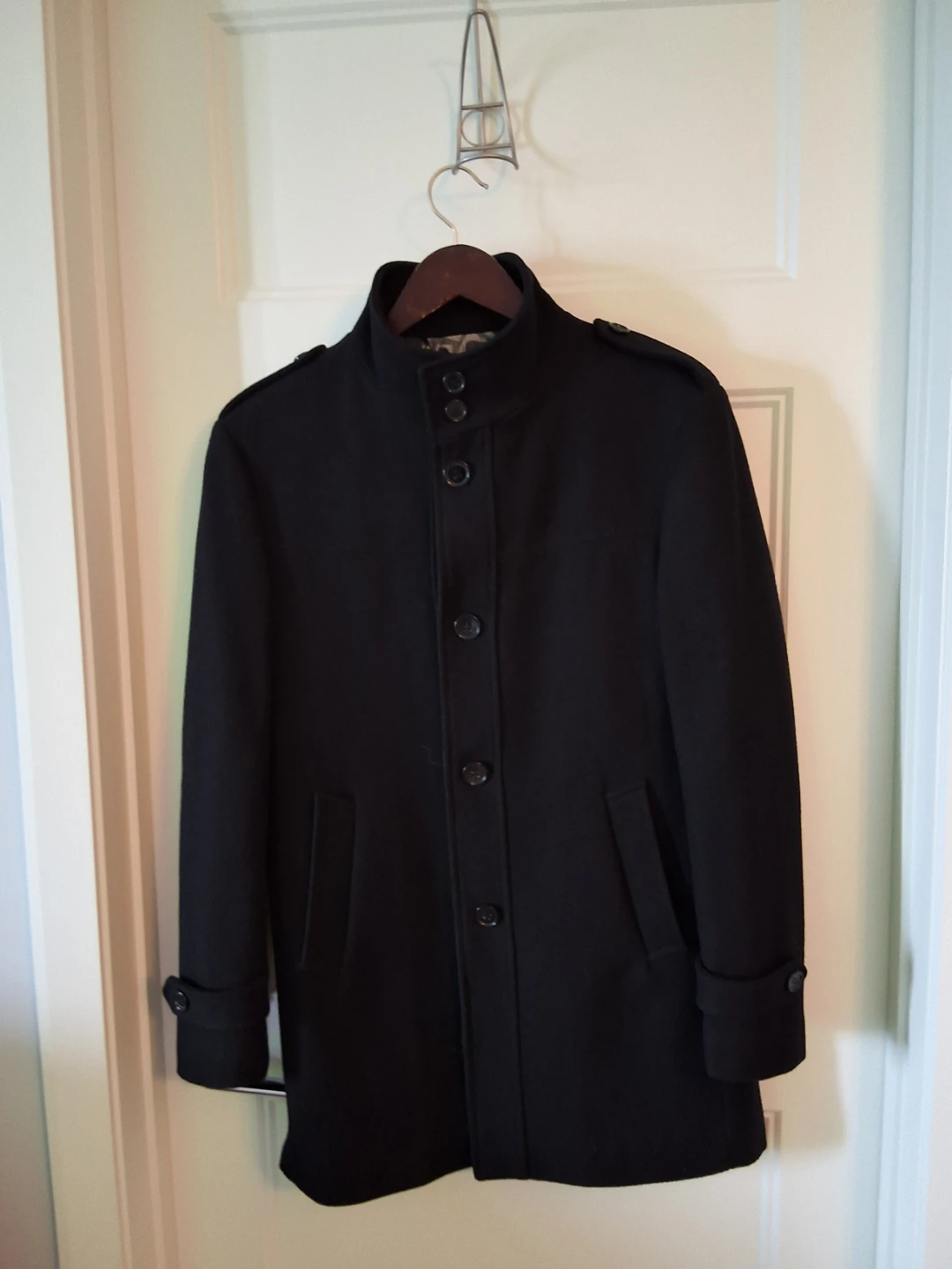 Men's IH Danmark Black Wool Blend Coat Size XS