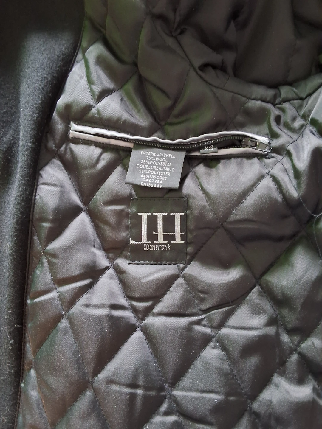 Men's IH Danmark Black Wool Blend Coat Size XS - photo 4