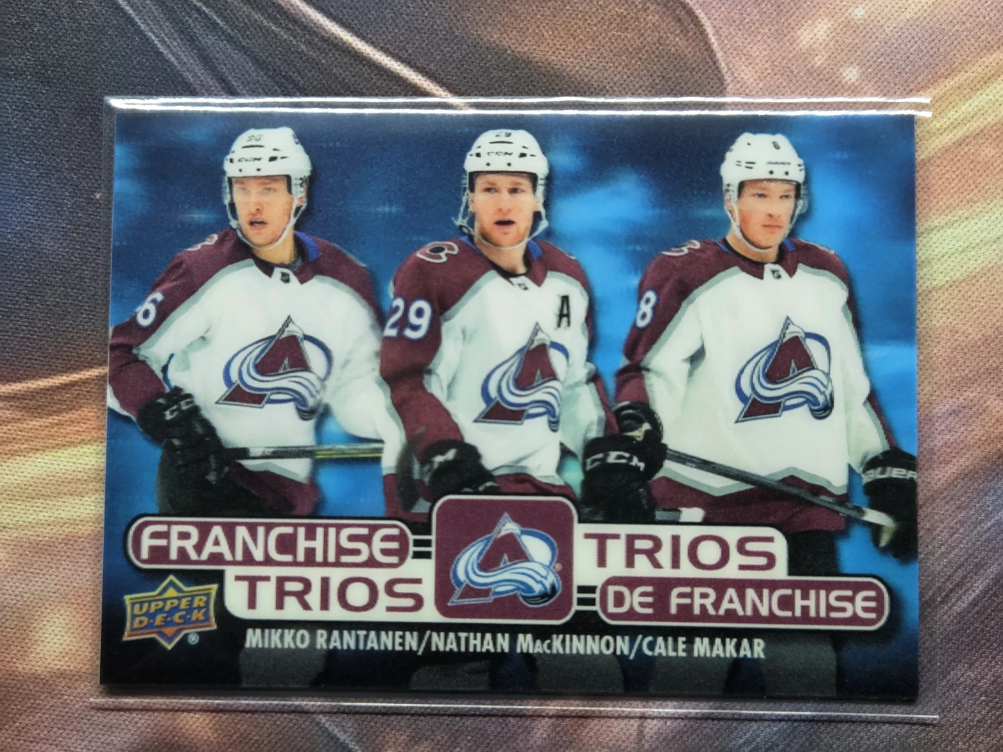 Upper Deck Trios Mikko Rantanen Nathan MacKinnon Cale Makar