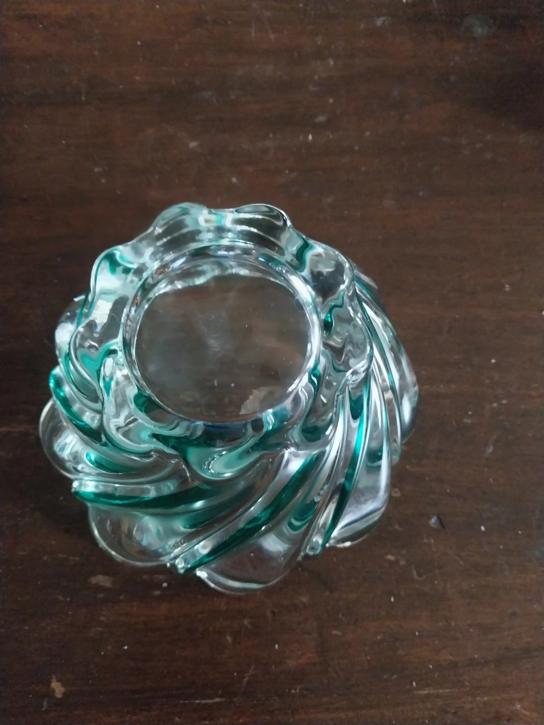 Glass Candy Dish with Green Swirls - photo 2