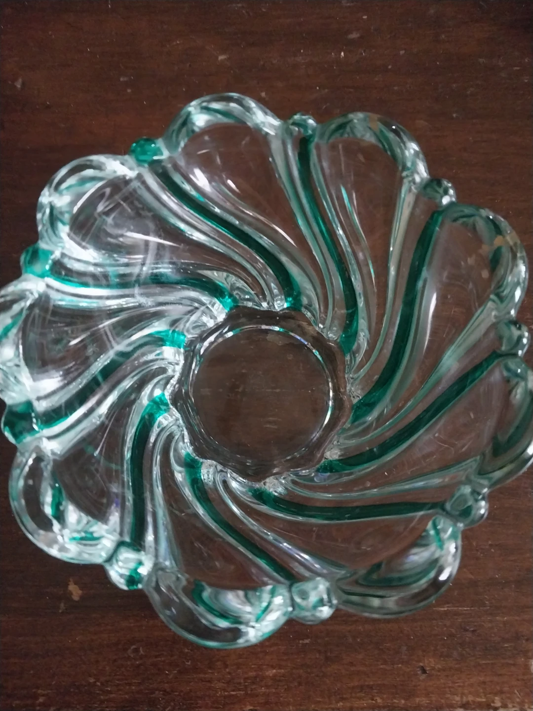 Glass Candy Dish with Green Swirls - photo 3