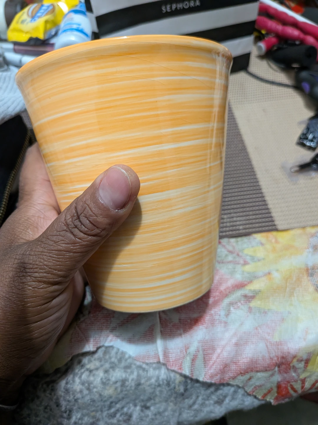 Trader Joe's Orange Swirl Ceramic Pot