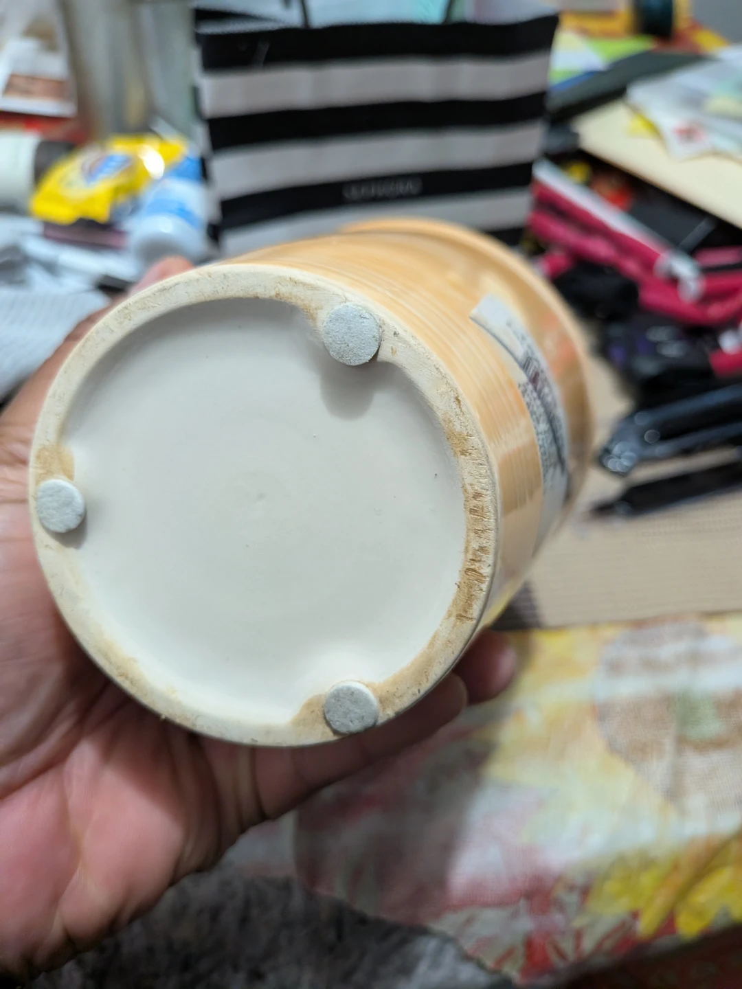 Trader Joe's Orange Swirl Ceramic Pot - photo 2