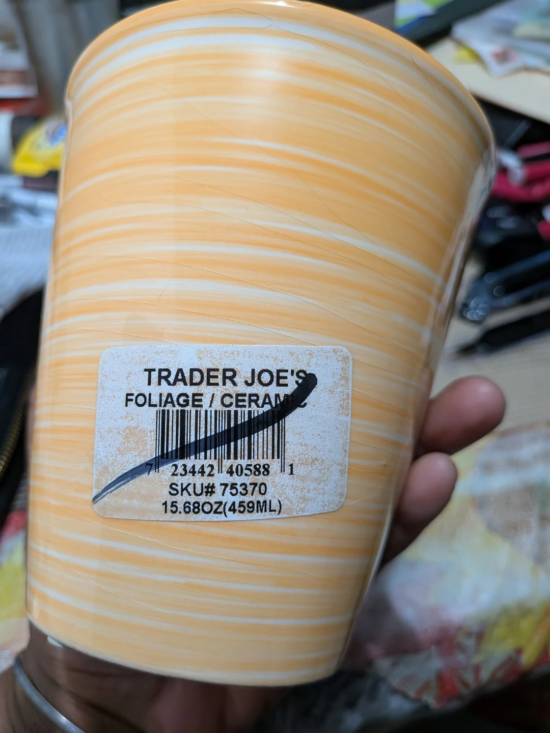 Trader Joe's Orange Swirl Ceramic Pot - photo 3