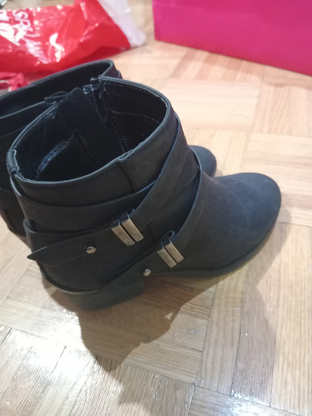 Soda Black Ankle Boots with Straps