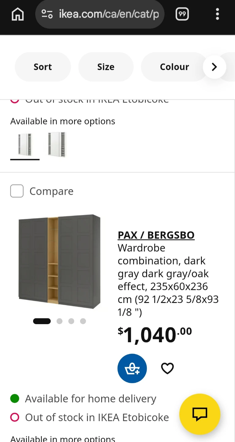 Grey Wardrobe with Hanging Rod and Shelves - photo 3