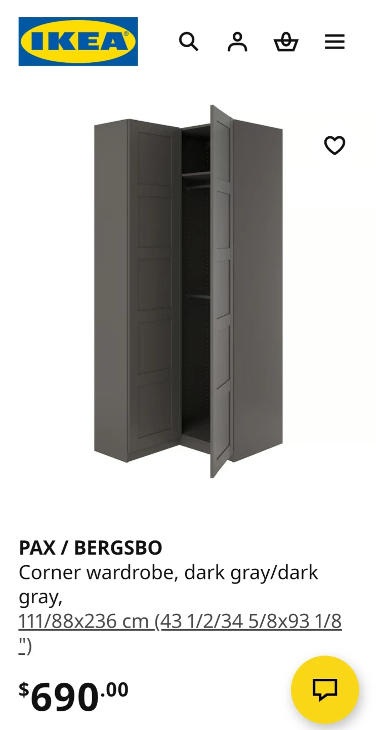Grey Wardrobe with Hanging Rod and Shelves - photo 4