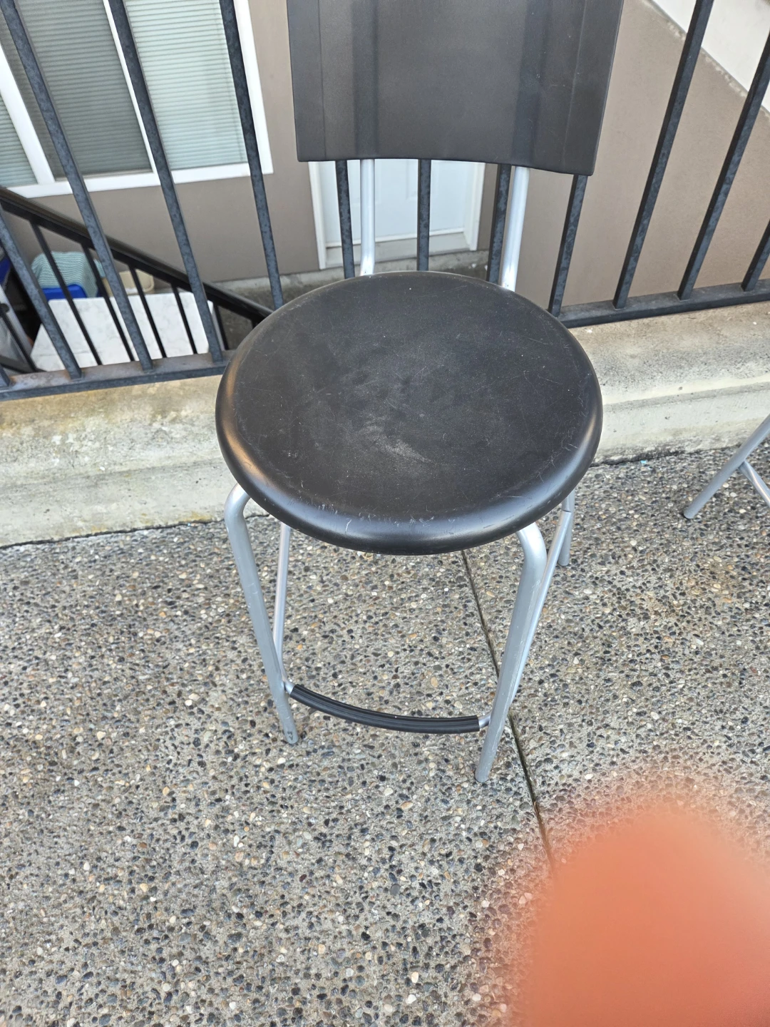 Black Bar Stool with Silver Legs
