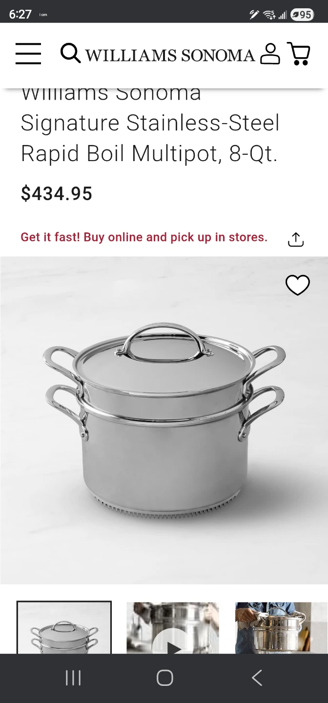 Williams Sonoma Multipot, 8-Qt.Rapid Boil