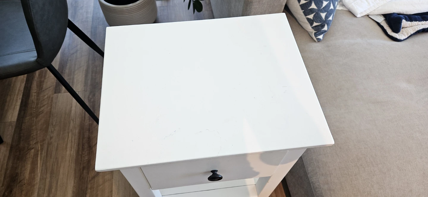 White Accent Table with Drawer and Shelf - photo 2
