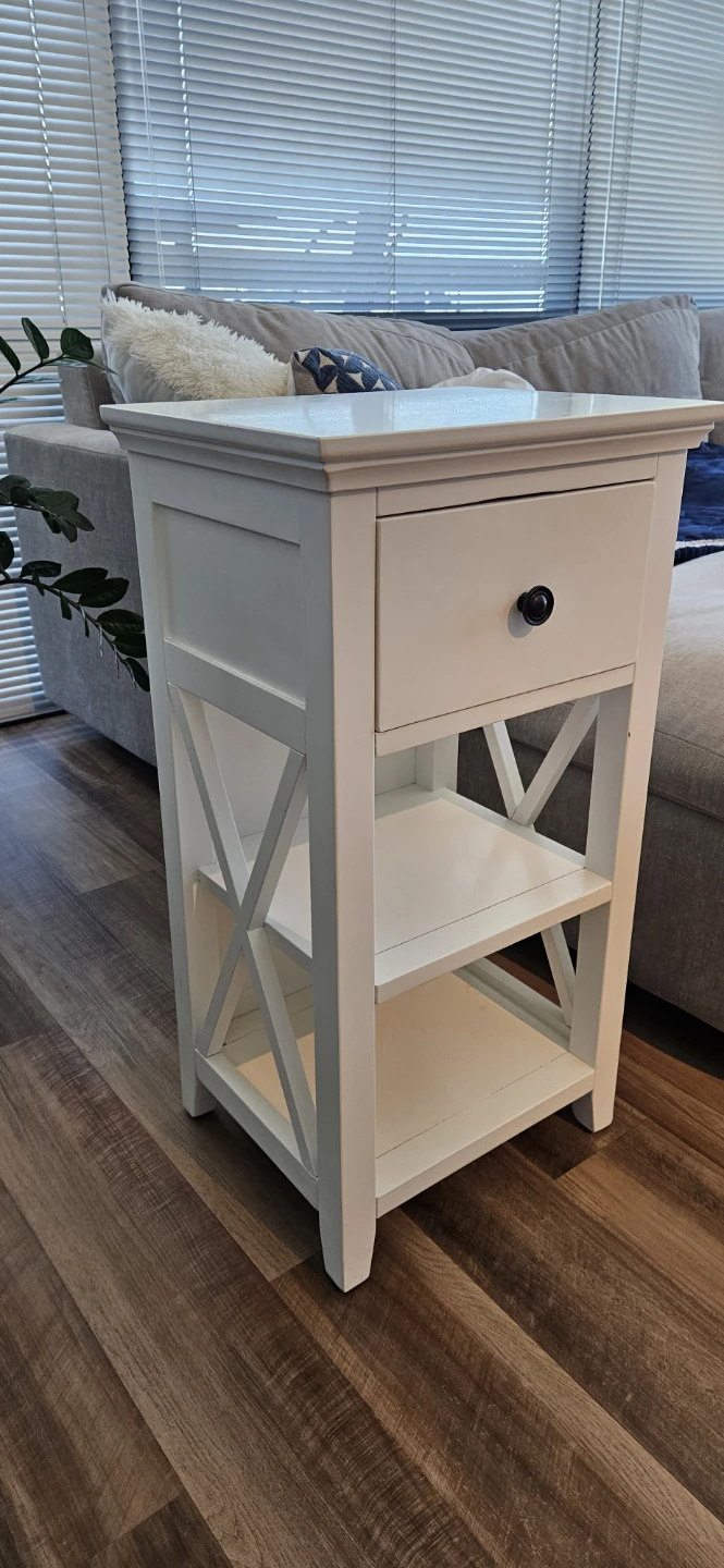 White Accent Table with Drawer and Shelf - photo 4