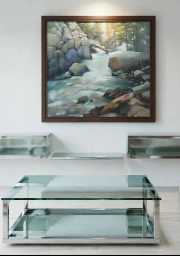 Original Landscape Painting - Mountain River Scene