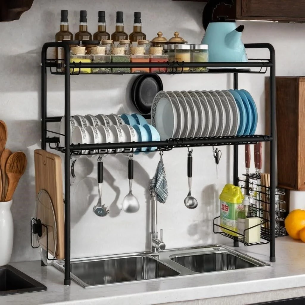 NEW>>Black Over-the-Sink Dish Rack and Organizer