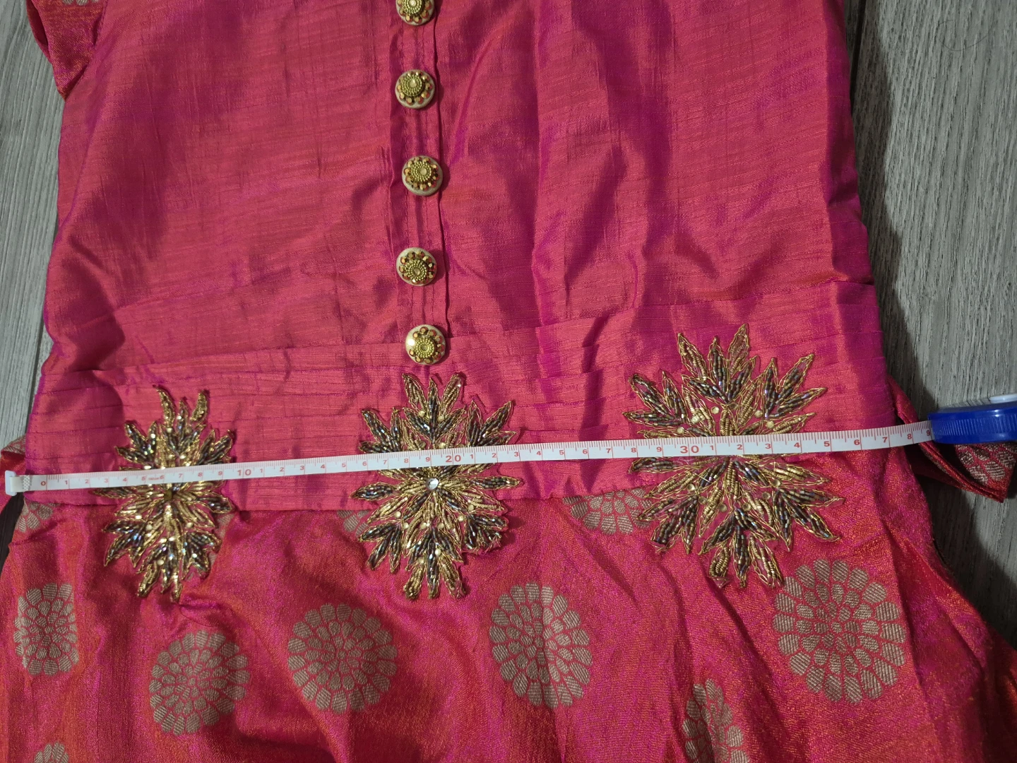 Girls' Pink Brocade Dress with Gold Embellishments0 - photo 5