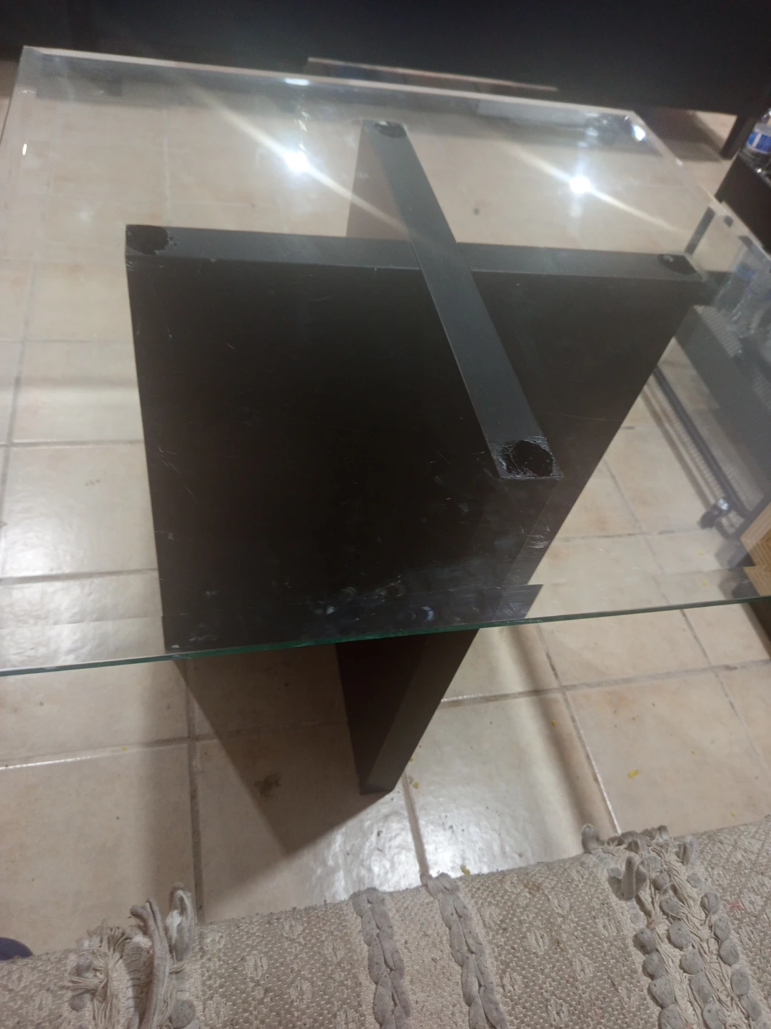 Glass Top Dining Table with Dark Wood Base - photo 3
