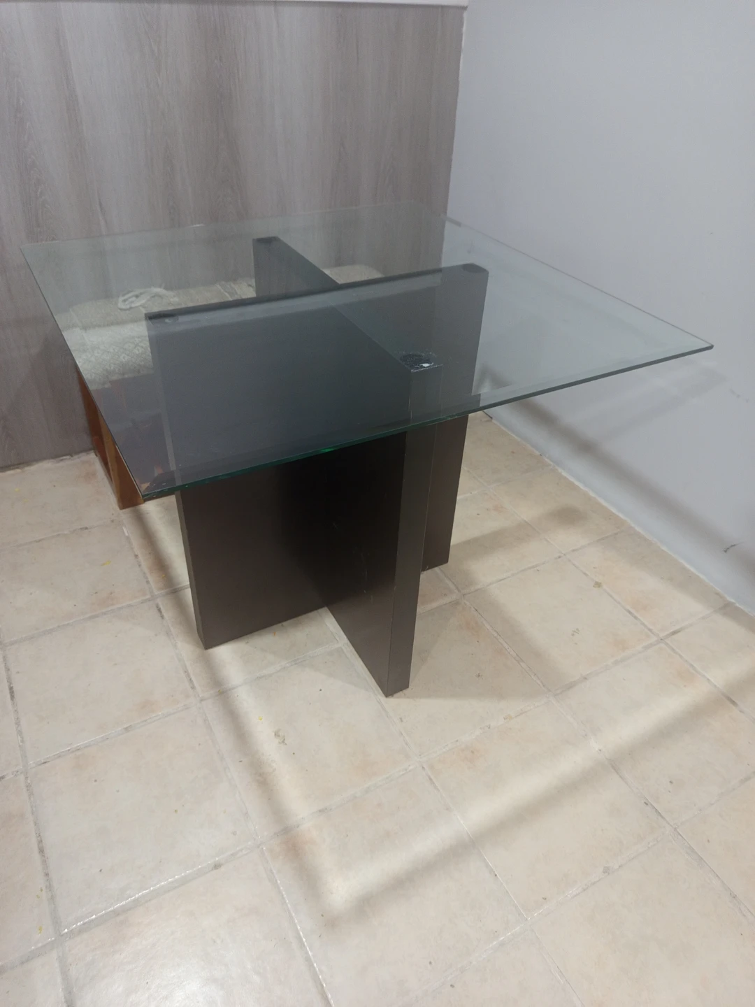 Glass Top Dining Table with Dark Wood Base - photo 4