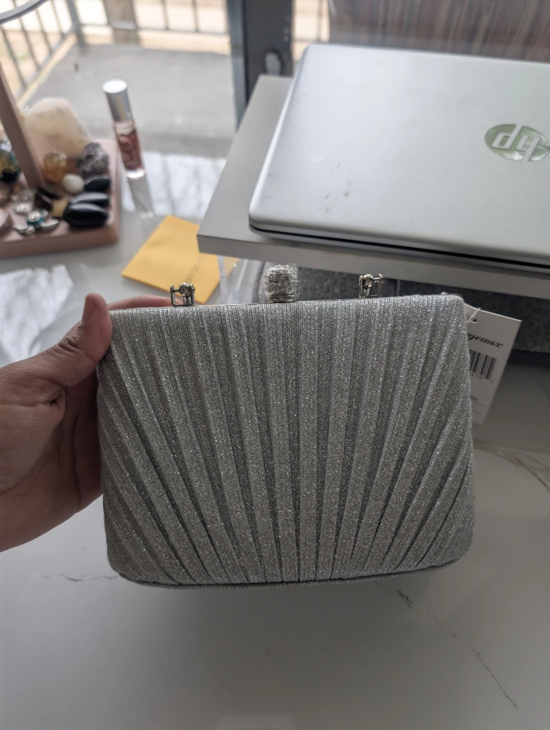 Silver Glitter Evening Clutch Purse