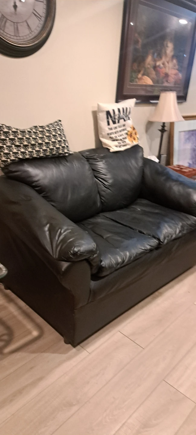 Black Leather Loveseat Sofa