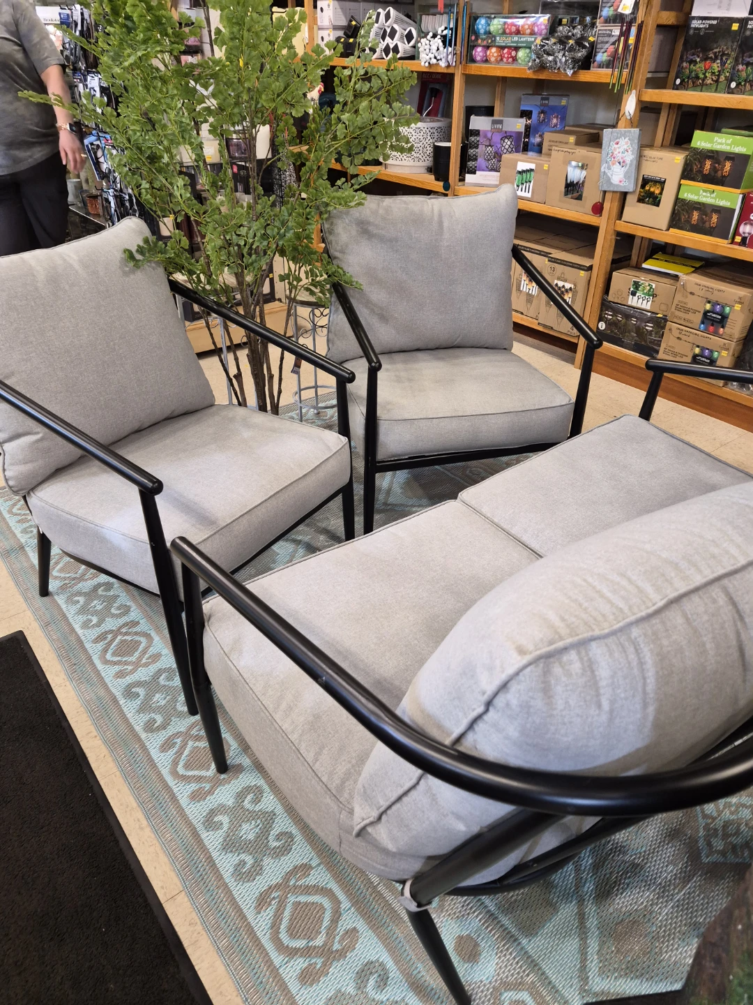 New 3 piece Gray Outdoor Patio Furniture Set with cushions