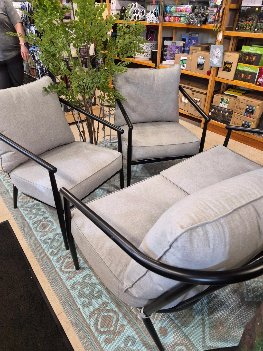 New 3 piece Gray Outdoor Patio Furniture Set with cushions