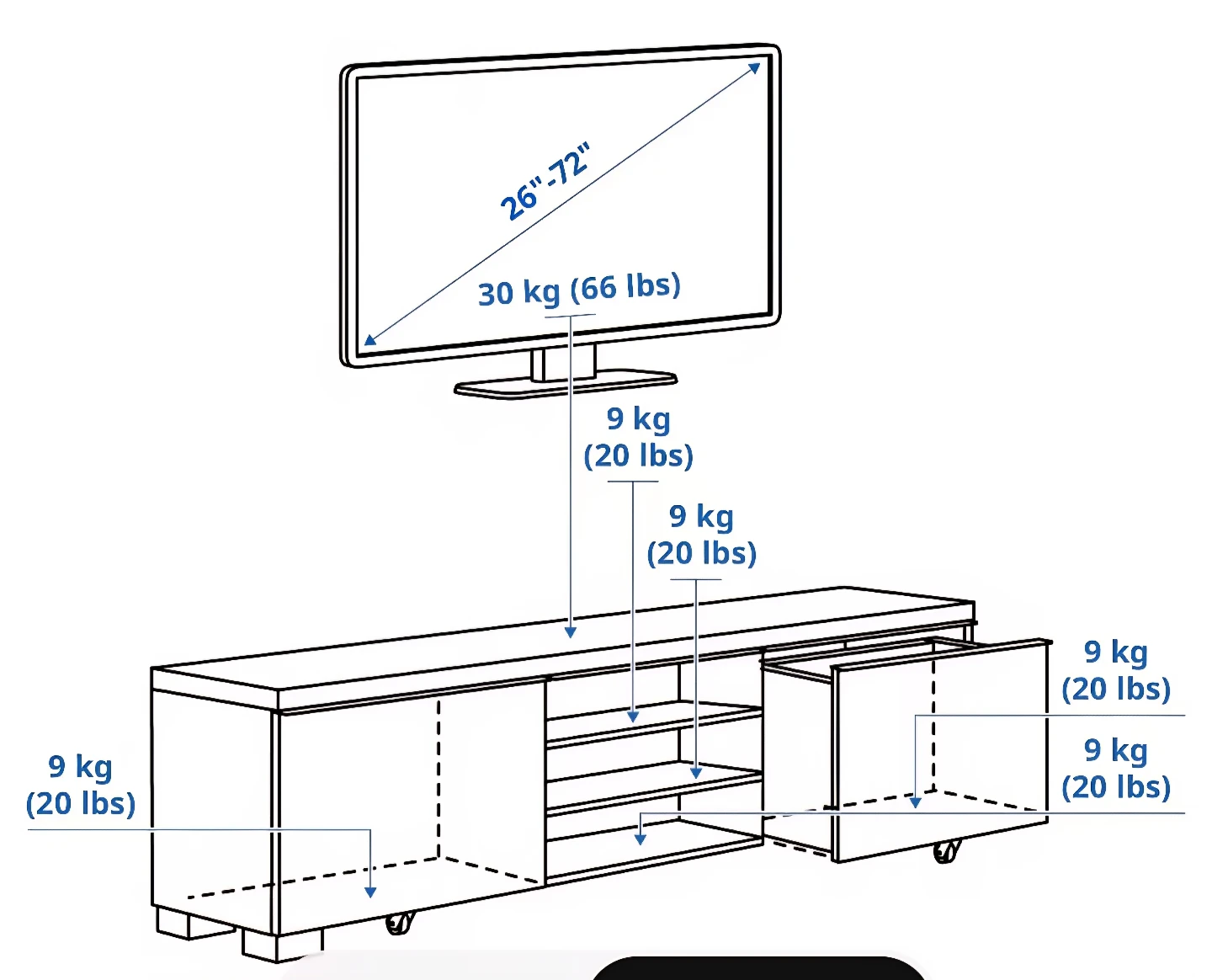 Ikea Besta Burs White High Gloss TV Stand Media Console - photo 3