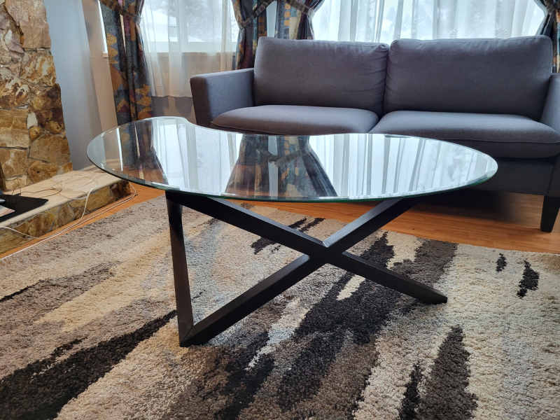 Glass Top Coffee Table with X-Leg Base - photo 2