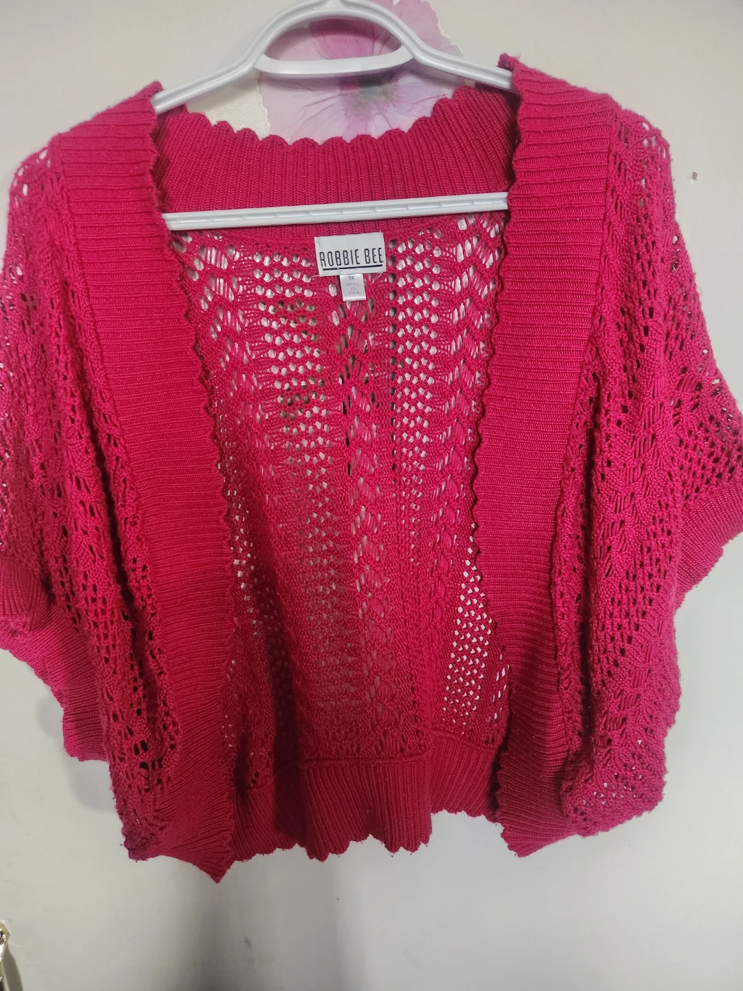 Robbie Bee Pink Cropped Cardigan - Size 3X