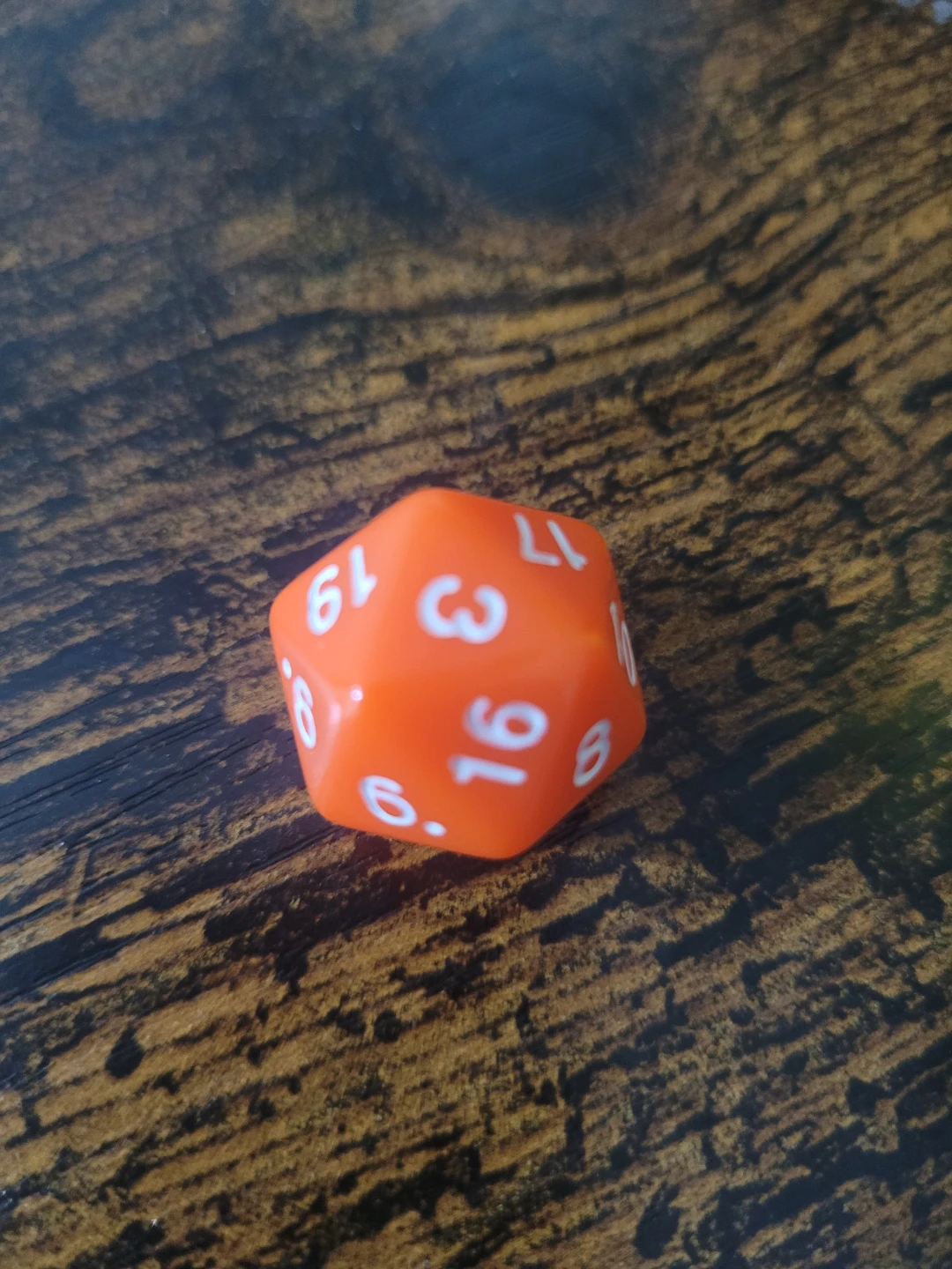 Orange 20-sided die