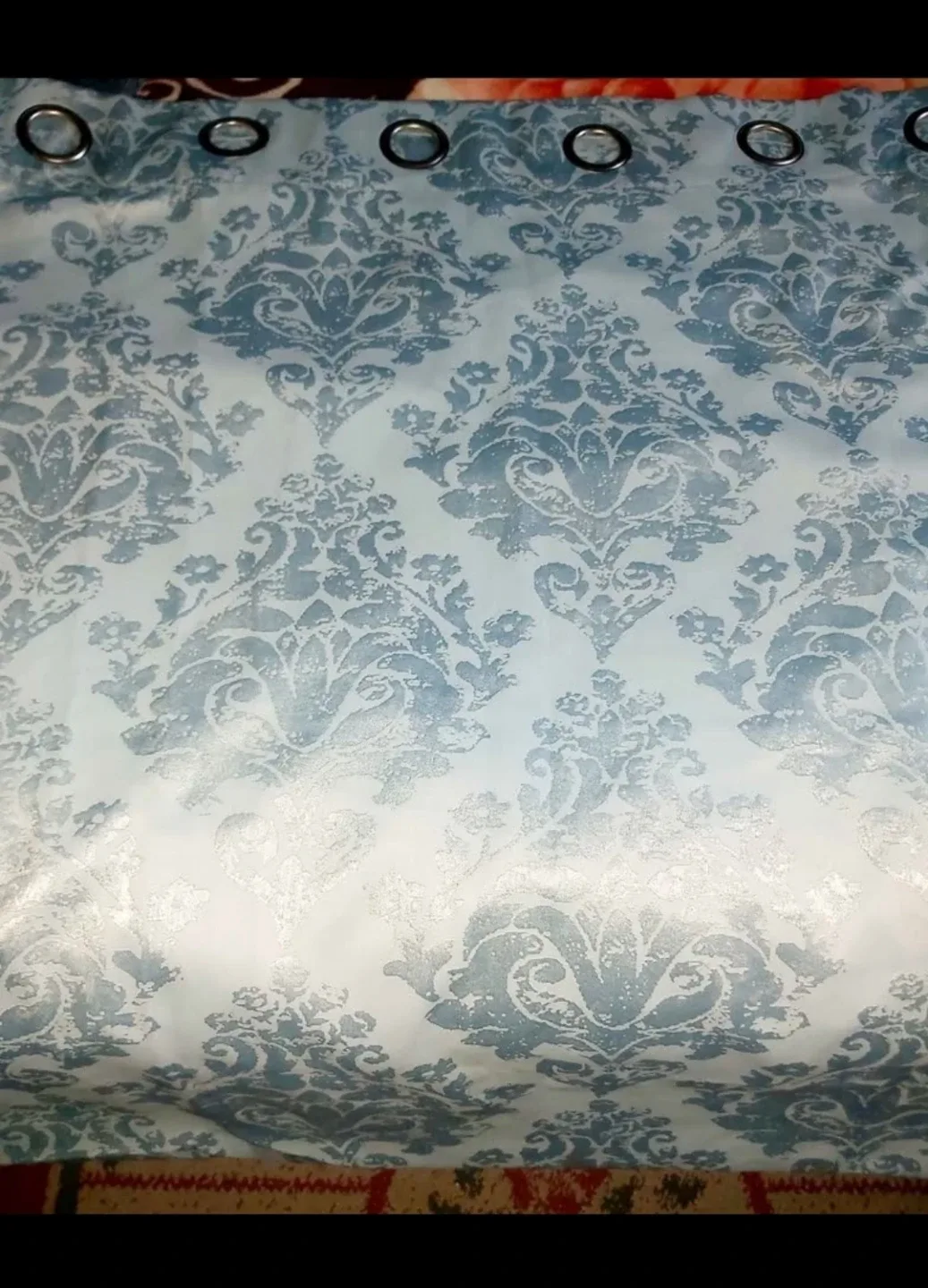 Light Blue Damask Pattern Curtain - photo 2