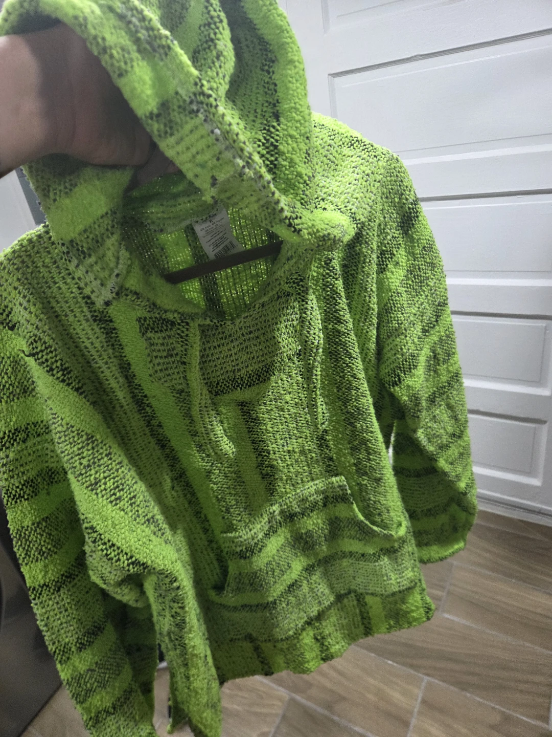 Bright Green Striped Baja Hoodie