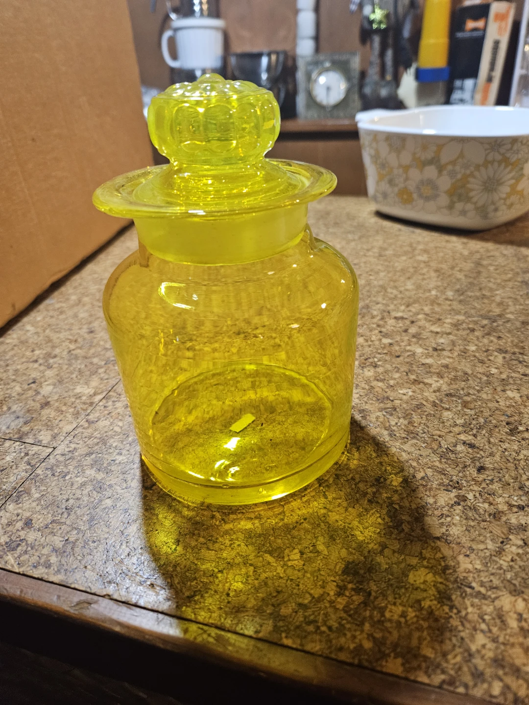 Yellow Glass Apothecary Jar with Lid - photo 2
