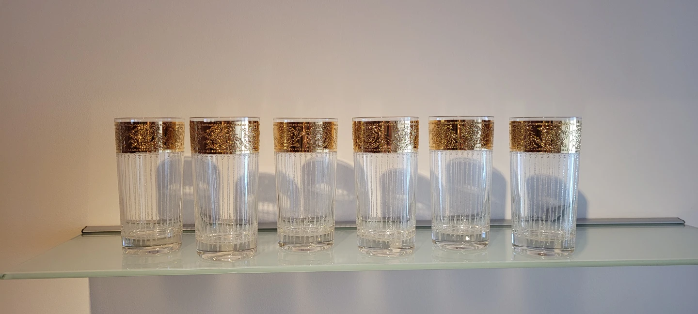 Set of 6 Culver Ltd. vintage ‘Tyrol’ with 22 carat gold