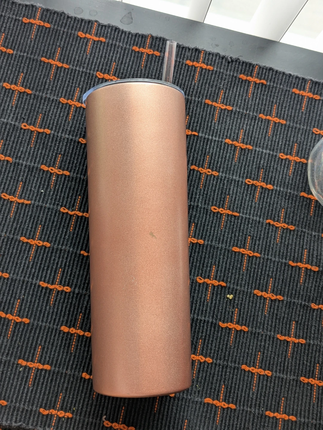 Rose Gold Tumbler with Straw