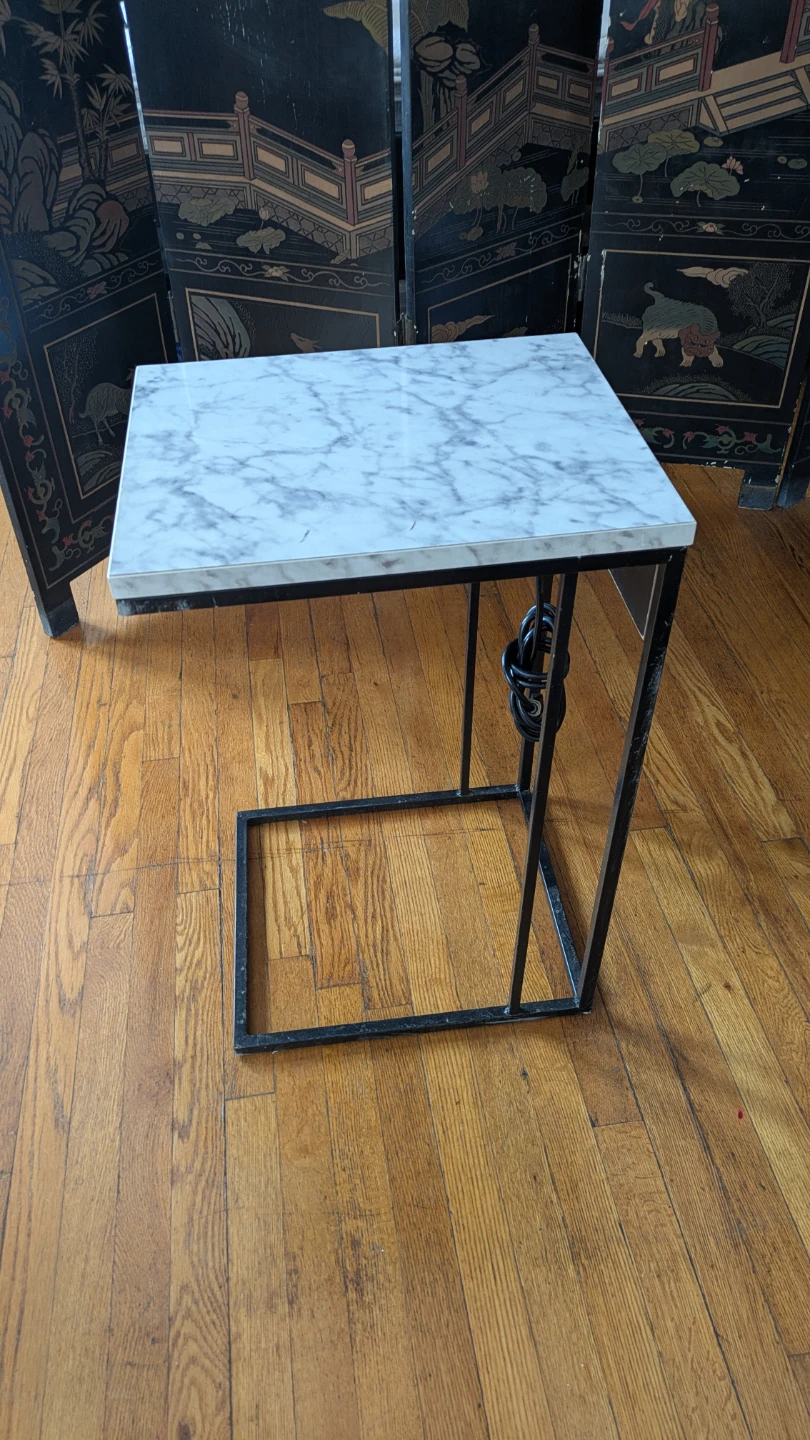 Marble Side Table with Built-in Outlet - photo 3