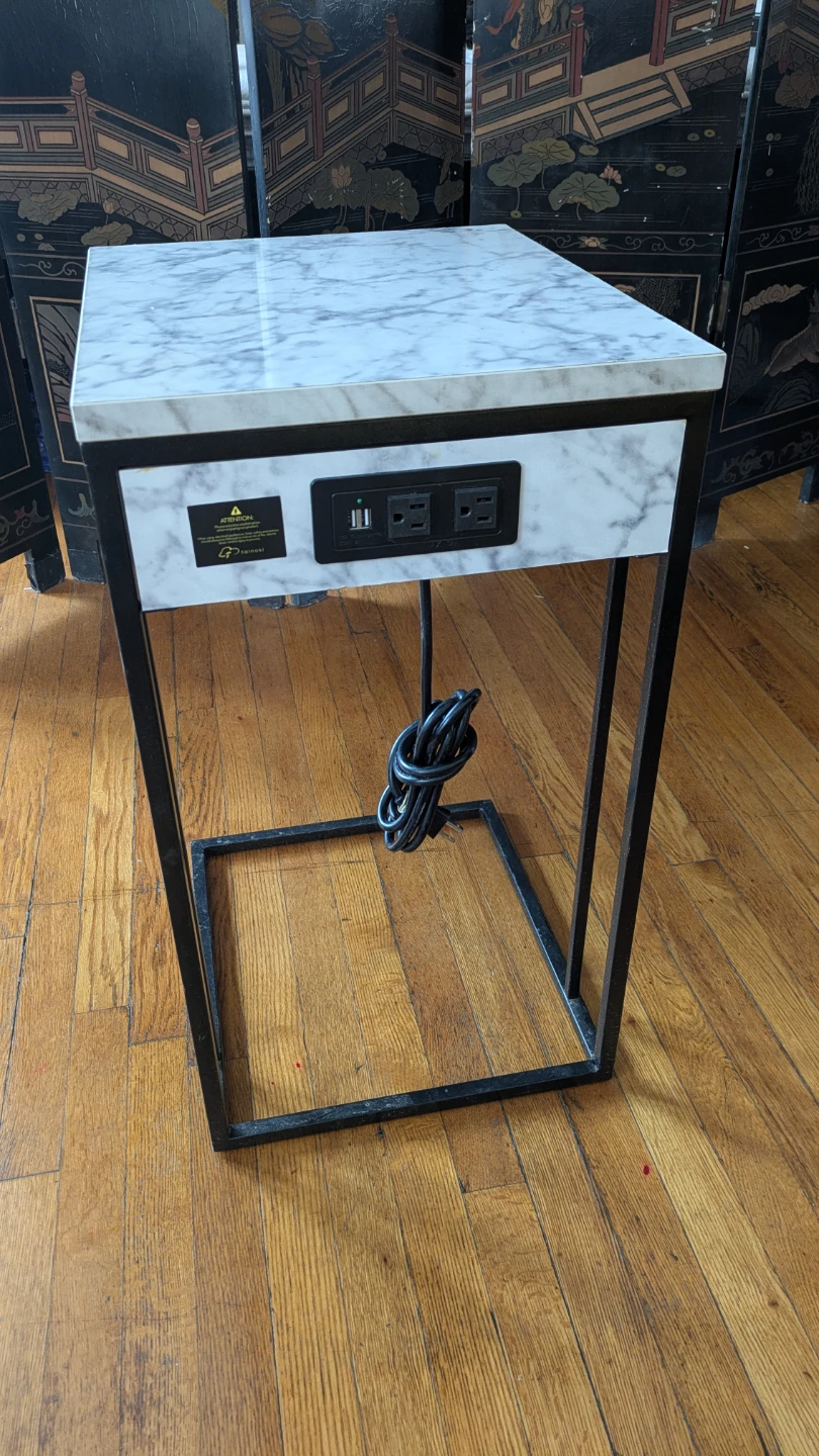 Marble Side Table with Built-in Outlet - photo 4