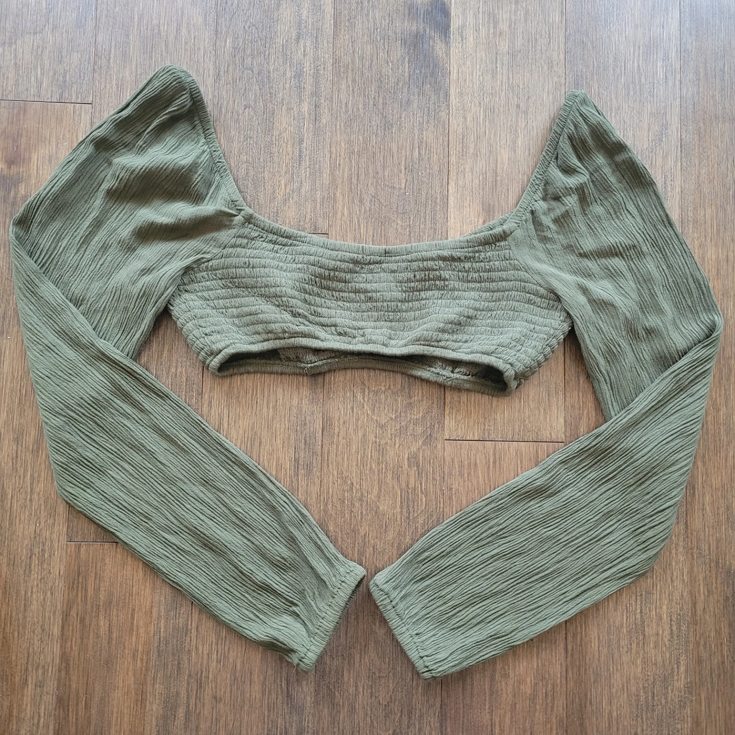 Garage Cropped Top with Bell Sleeves Green - photo 2
