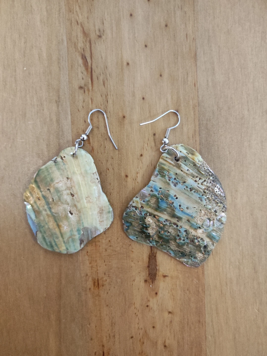 Irregular Shaped Paua Shell Earrings - photo 2
