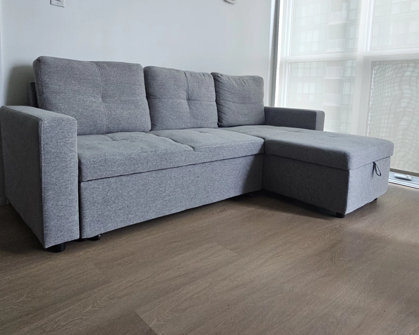 Grey Sectional Sofa bed with Storage Chaise - photo 3