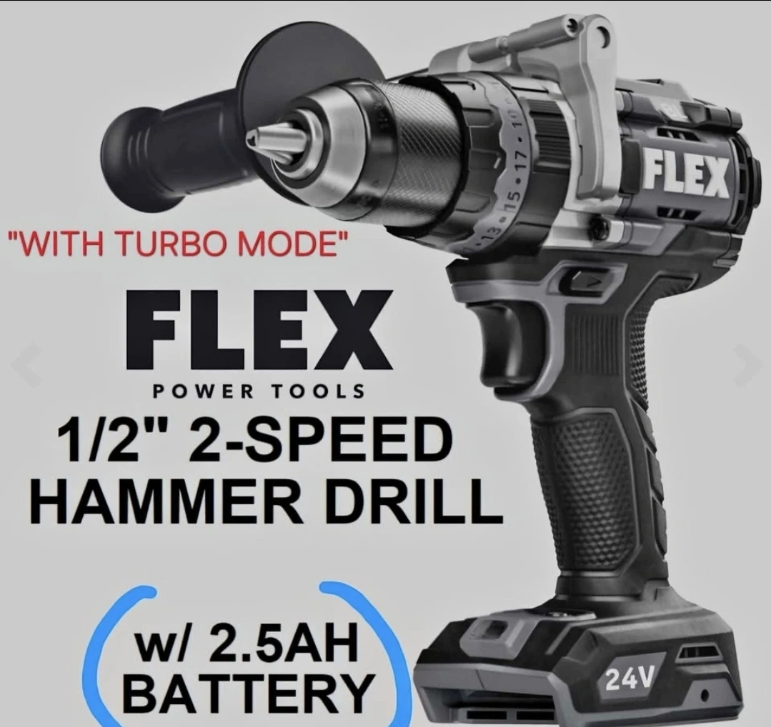 FLEX 24V Hammer Drill w/ Turbo Mode & 2.5Ah Battery - photo 2