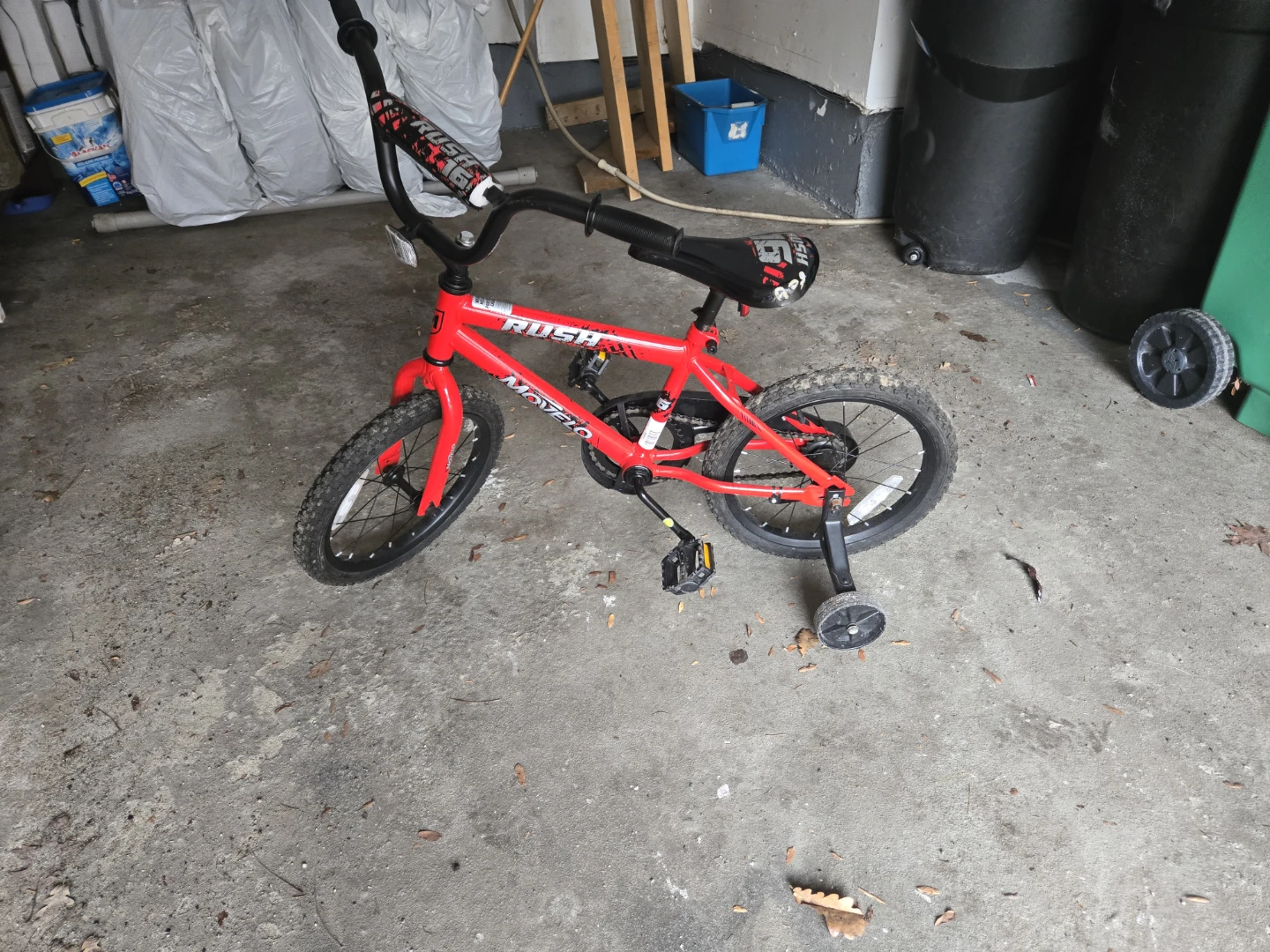 Kids Red BMX Style Bicycle (16 Inch) (Training Wheels Included)