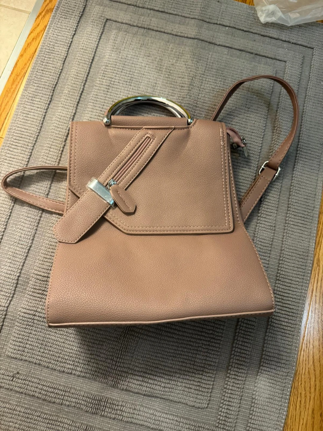 Pink  Leather Backpack Purse