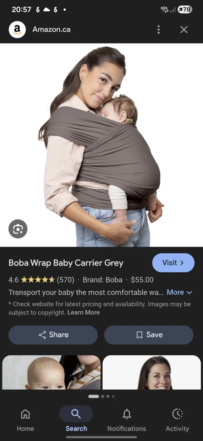 Boba Wrap Baby Carrier - Grey