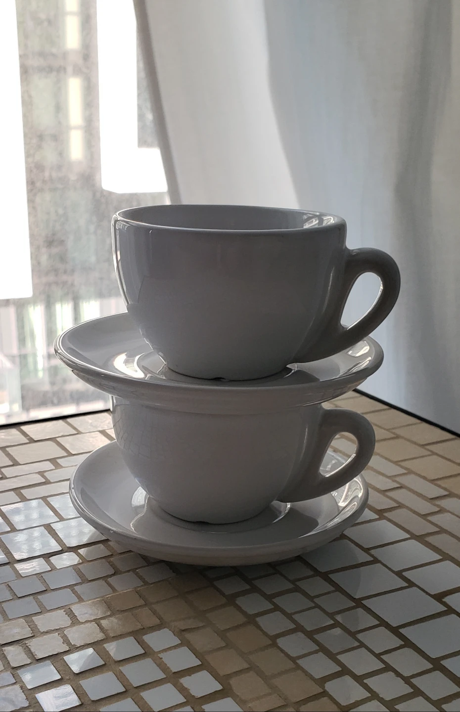 Set of 2 White Ceramic Espresso Cup and Saucer - photo 3
