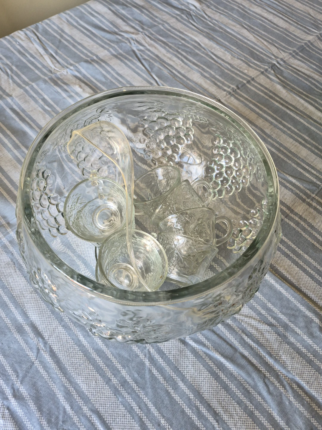 Glass Punch Bowl Set with Ladle and Cups