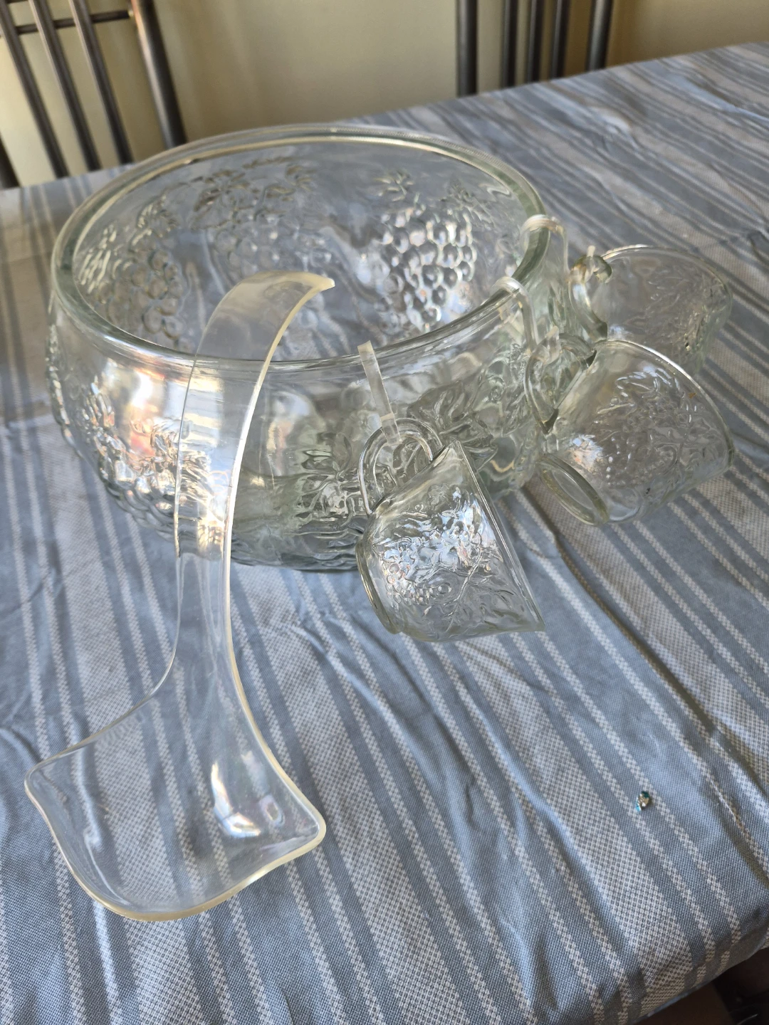 Glass Punch Bowl Set with Ladle and Cups - photo 3